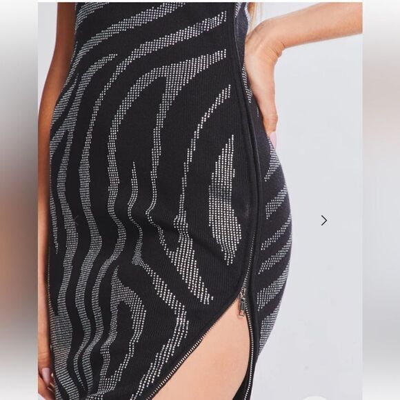 Retrofete Kaisley midi dress black crystal rhinestone knit party bodycon Revolve - Picture 8 of 17